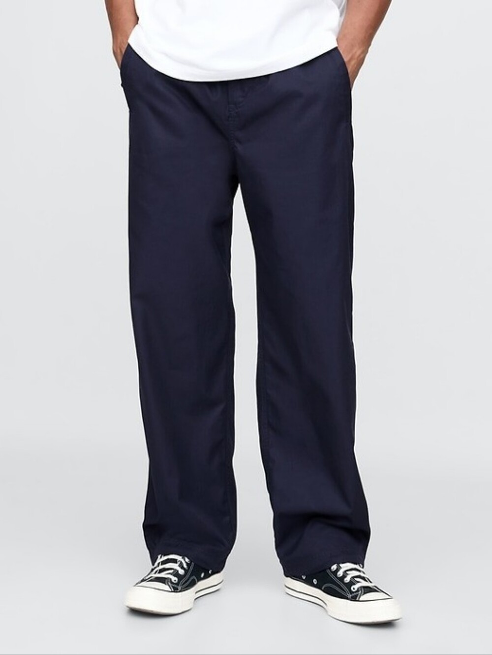 NWT L Navy Blue Men's Baggy Twill Parachute Pants